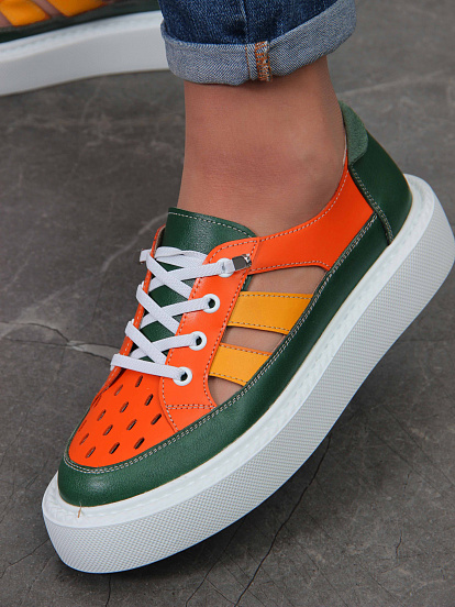 картинка Кроссовки ED'ART 165.P.Lusi23.'w.Оранжевый-зеленый от интернет магазина