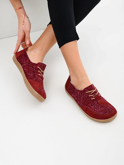 картинка Босоногие туфли ED'ART 188.nata'br.Бордовый джангл+бордовая замша от интернет магазина