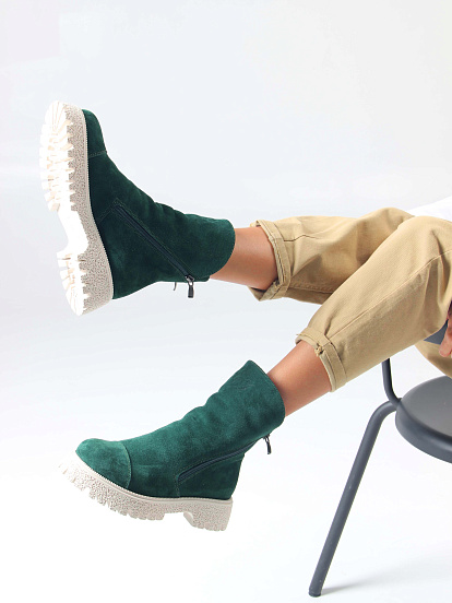 картинка Ботинки ED'ART 233.1541'be. Зеленый замша от интернет магазина