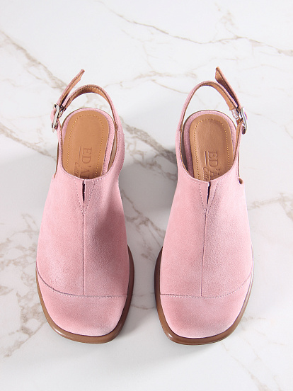 картинка Сабо ED'ART 5133.23663'br.Розовая замша+коричневый от интернет магазина