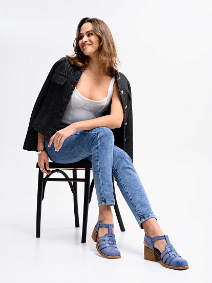 картинка Босоножки ED'ART 5035.23663'bе. Вакса джинс+коричневый от интернет магазина