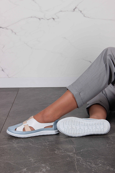 картинка Слипоны ED'ART 116.8000'w. белый-голубой от интернет магазина