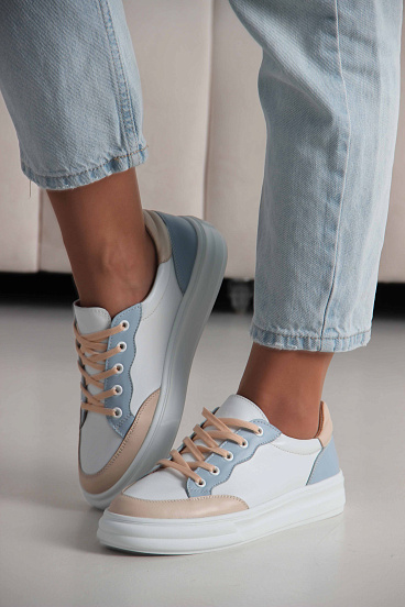 картинка Кеды ED'ART 148.lusi22'w. Белый-бежевый-голубой от интернет магазина