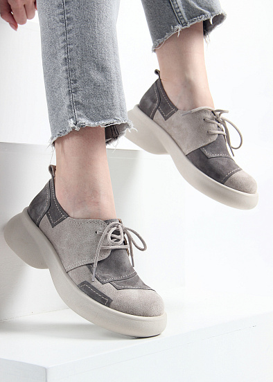 картинка Полуботинки туфли ED'ART 205.927'be. Каменный замша Серый замок от интернет магазина