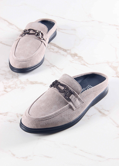 картинка Сабо лоферы ED'ART 1080.2614'bl. Ваниль замша от интернет магазина