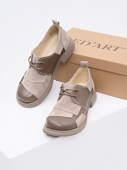 картинка Полуботинки туфли ED'ART 205.патриция'ka.Ваниль замша+тауп майами от интернет магазина