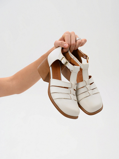 картинка Босоножки ED'ART 5036.23663'bе.Вакса белый+коричневый от интернет магазина