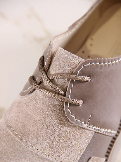 картинка Полуботинки туфли ED'ART 205.патриция'ka.Ваниль замша+тауп майами от интернет магазина
