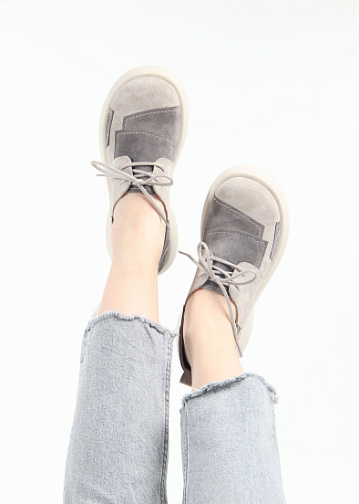 картинка Полуботинки туфли ED'ART 205.927'be. Каменный замша Серый замок от интернет магазина