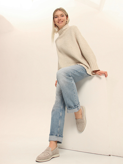 картинка Лоферы ED'ART 177.1607'be. каменный замша от интернет магазина