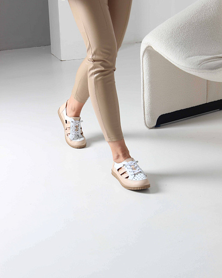 картинка Слипоны ED'ART 165.8000'be. белый-бежевый от интернет магазина