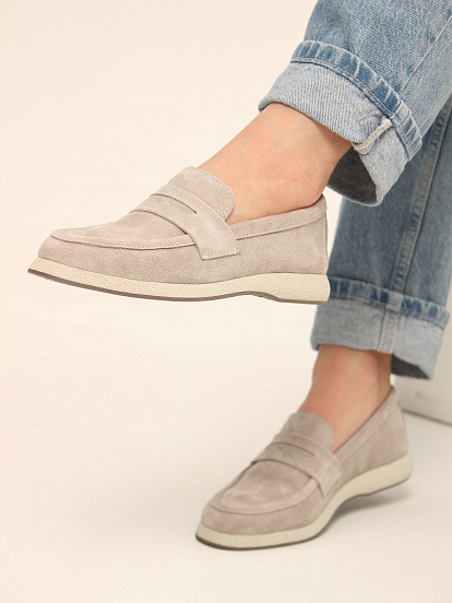 картинка Лоферы ED'ART 177.1607'be. каменный замша от интернет магазина