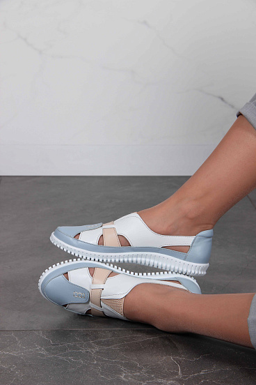 картинка Слипоны ED'ART 116.8000'w. белый-голубой от интернет магазина