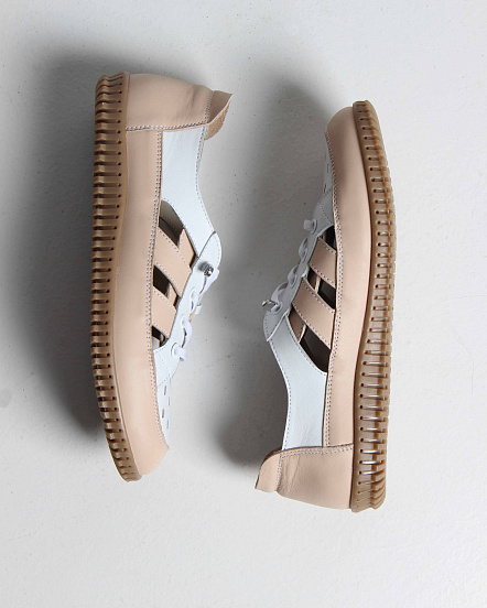 картинка Слипоны ED'ART 165.8000'be. белый-бежевый от интернет магазина