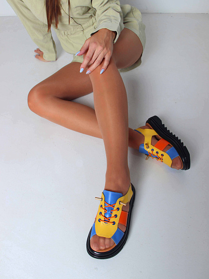 картинка Босоножки ED'ART 2029.2525'bl. Желтый синий оранжевый от интернет магазина