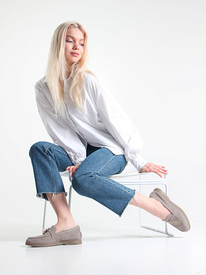 картинка Лоферы туфли ED'ART 170.2614'be. ваниль замша от интернет магазина