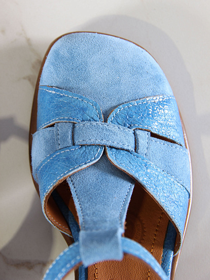 картинка Босоножки ED'ART 5038.23663'bе.Голубой наплак+голубая замша от интернет магазина