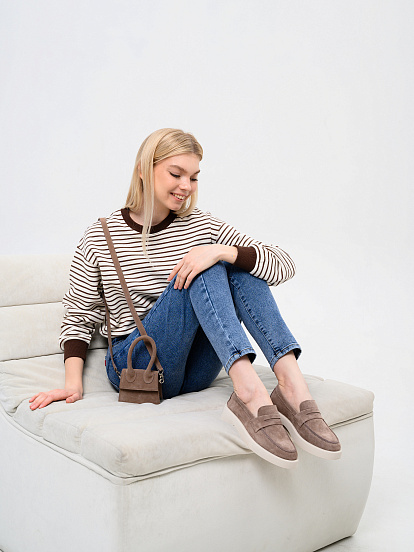 картинка Лоферы туфли ED'ART 176.1593'be. Капучино замша от интернет магазина