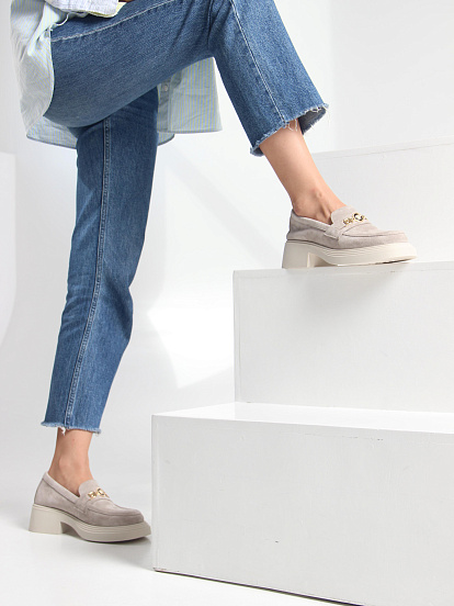 картинка Лоферы туфли ED'ART 173.1453'be. каменный замша от интернет магазина