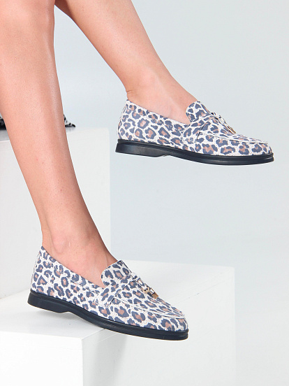 картинка Лоферы туфли ED'ART 170.2614'bl. белый леопард от интернет магазина