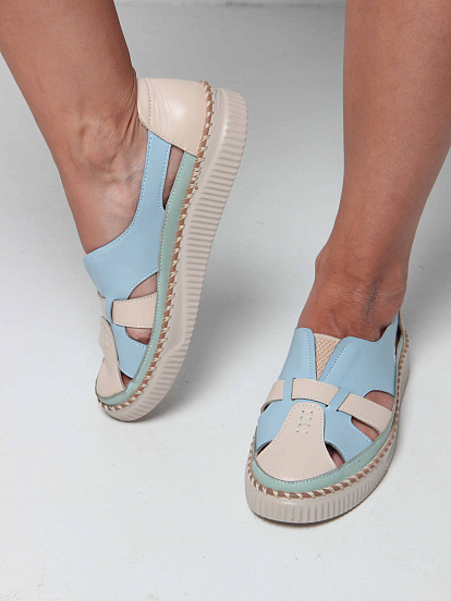 картинка Слипоны ED'ART 116.2500'be. Голубой бежевый от интернет магазина