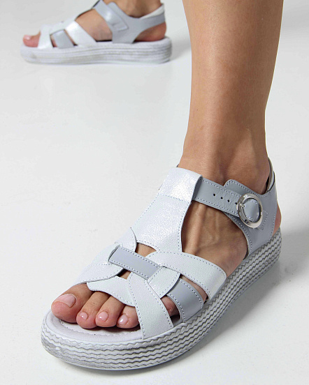 картинка Босоножки ED'ART 2028.2530'w. Серый белый астана от интернет магазина