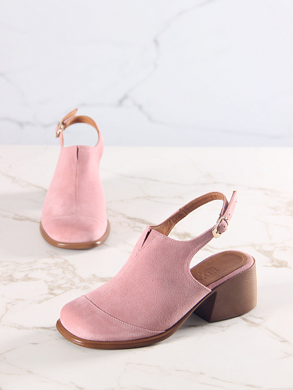 картинка Сабо ED'ART 5133.23663'br.Розовая замша+коричневый от интернет магазина