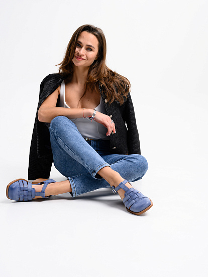 картинка Босоножки ED'ART 5035.23663'bе. Вакса джинс+коричневый от интернет магазина