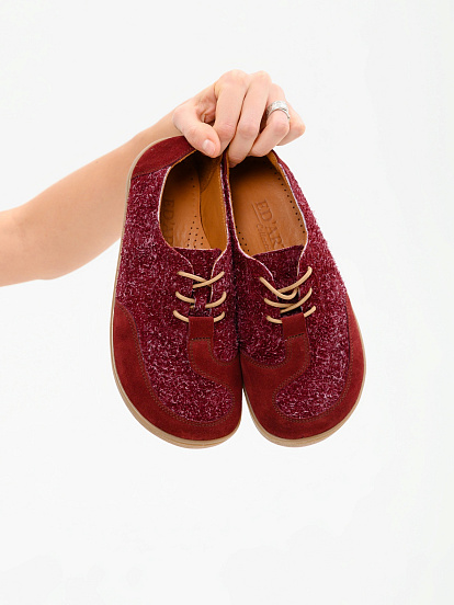 картинка Босоногие туфли ED'ART 188.nata'br.Бордовый джангл+бордовая замша от интернет магазина