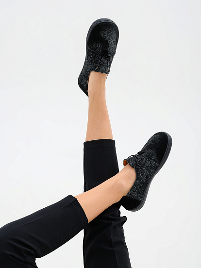картинка Босоногие туфли ED'ART 188.nata'bl.Черный джангл+черная замша от интернет магазина