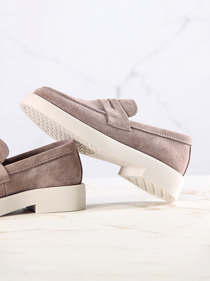 картинка Лоферы туфли ED'ART 176.1593'be. Капучино замша от интернет магазина