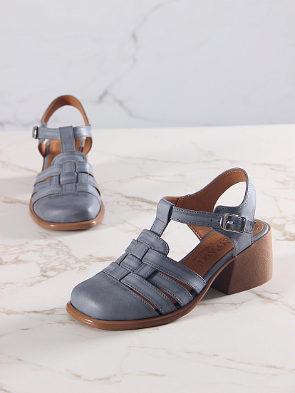 картинка Босоножки ED'ART 5035.23663'bе. Вакса серая +коричневый от интернет магазина