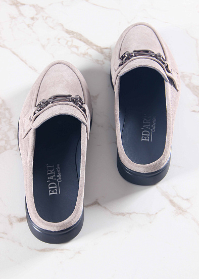 картинка Сабо лоферы ED'ART 1080.2614'bl. Ваниль замша от интернет магазина