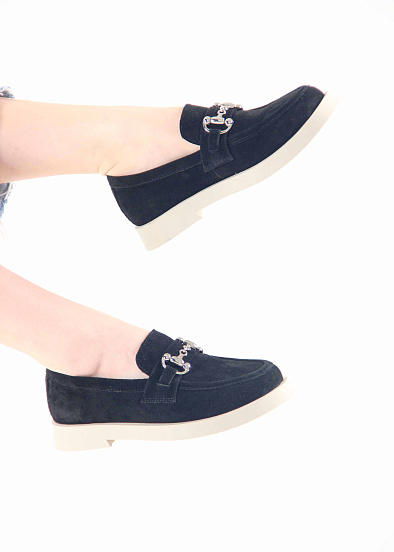 картинка Лоферы туфли ED'ART 172.1841'be. черная замша от интернет магазина