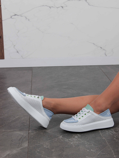 картинка Кеды ED'ART 163.P.LusiR2'w.Белый-голубой-мята от интернет магазина