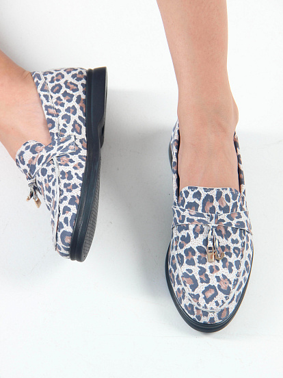 картинка Лоферы туфли ED'ART 170.2614'bl. белый леопард от интернет магазина