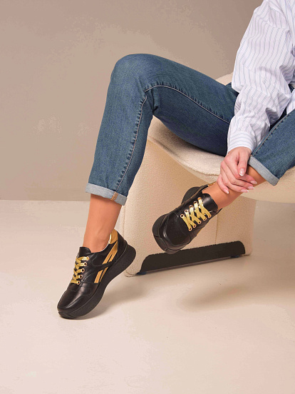 картинка Кроссовки ED'ART 132.omega'bl. Черный золото от интернет магазина