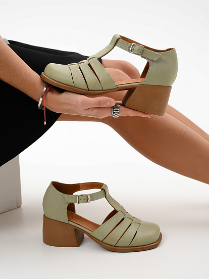 картинка Босоножки ED'ART 5036.23663'bе.Вакса олива+коричневый от интернет магазина