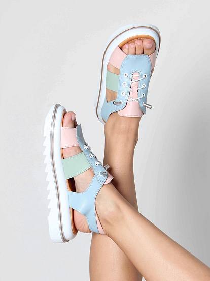 картинка Босоножки ED'ART 2029.2525'w. Голубой розовый мята от интернет магазина