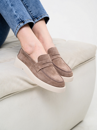 картинка Лоферы туфли ED'ART 176.1593'be. Капучино замша от интернет магазина