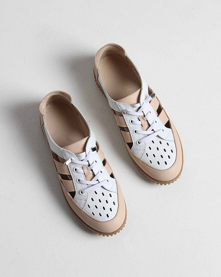 картинка Слипоны ED'ART 165.8000'be. белый-бежевый от интернет магазина