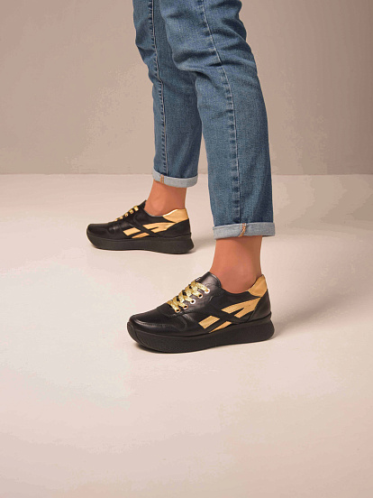 картинка Кроссовки ED'ART 132.omega'bl. Черный золото от интернет магазина