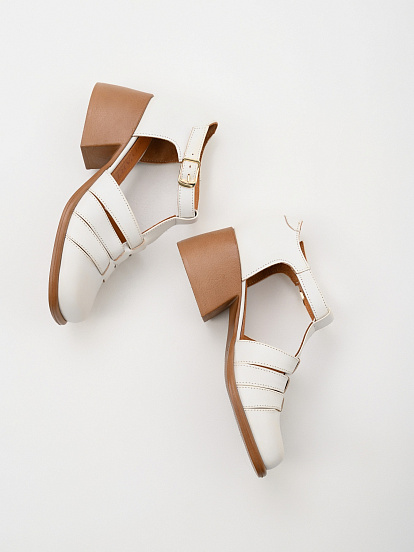 картинка Босоножки ED'ART 5036.23663'bе.Вакса белый+коричневый от интернет магазина
