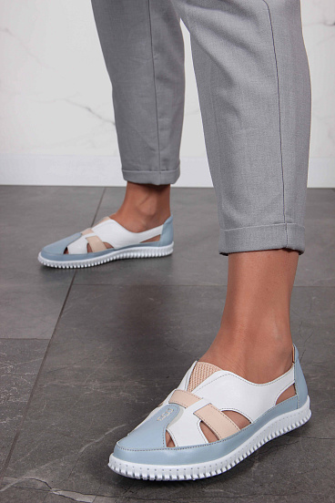 картинка Слипоны ED'ART 116.8000'w. белый-голубой от интернет магазина