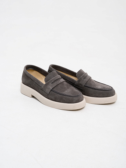 картинка Лоферы туфли ED'ART 176.1593'be. Серый замок замша от интернет магазина