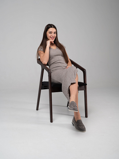 картинка Лоферы ED'ART 176.rose'gr. серый замок замша от интернет магазина