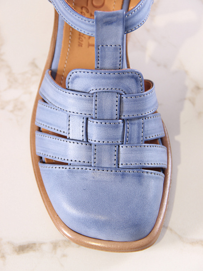 картинка Босоножки ED'ART 5035.23663'bе. Вакса джинс+коричневый от интернет магазина