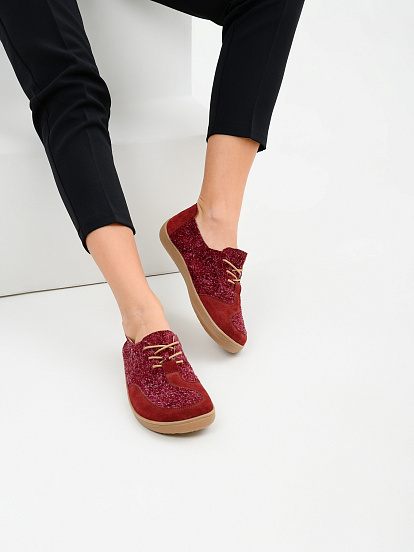 картинка Босоногие туфли ED'ART 188.nata'br.Бордовый джангл+бордовая замша от интернет магазина