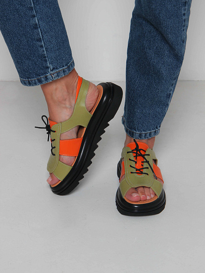 картинка Босоножки ED'ART 2029.2525'bl. Авокадо оранжевый от интернет магазина