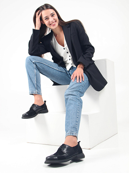 картинка Полуботинки туфли ED'ART 205.патриция'bl. черный черная замша от интернет магазина